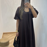 Robe bouffante manche courte [ marron ]
