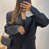 Blazer manche retroussé [ noir ]