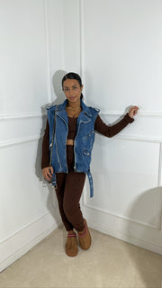 Veste en jean sans manche [ brut ]