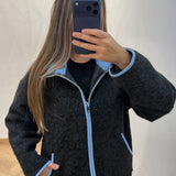 Veste moumoute [ noir / bleu ]