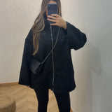 Veste moumoute mi-longue [ noir ]