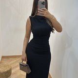 Robe texturé moulante [ noir ]
