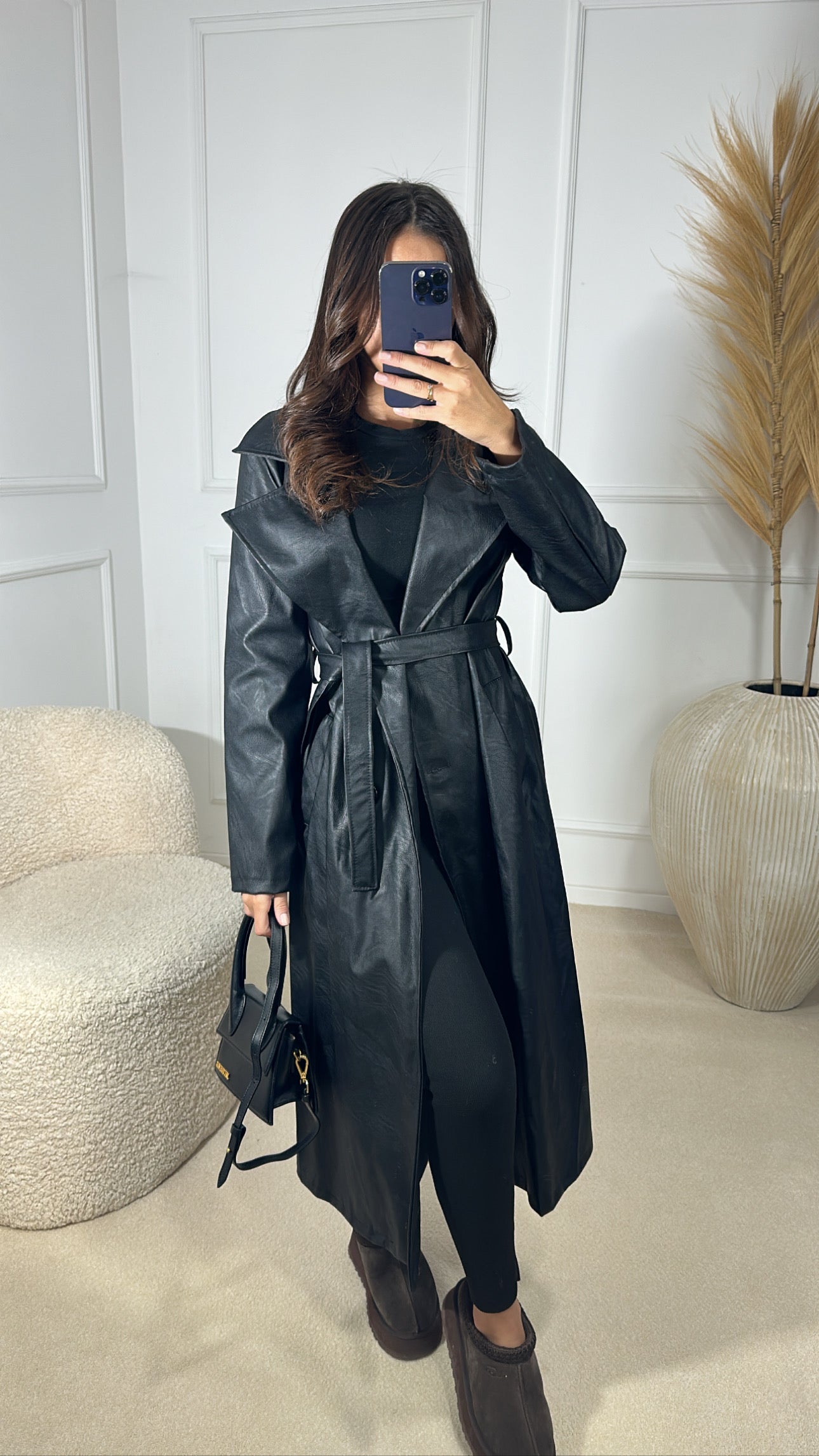 Trench noir simili outlet cuir