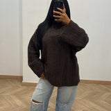 Pull tressé [marron]