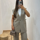 Veste blazer sans manche [ taupe ]
