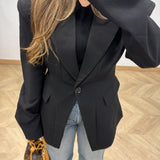Blazer ceintré épaulette [ noir ]