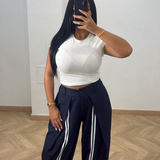Pantalon bande [bleu]