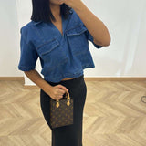 Chemise col V jean