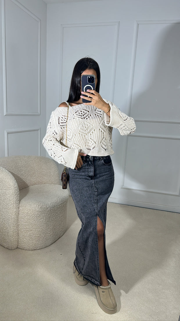 Jupe en jean [ gris ]