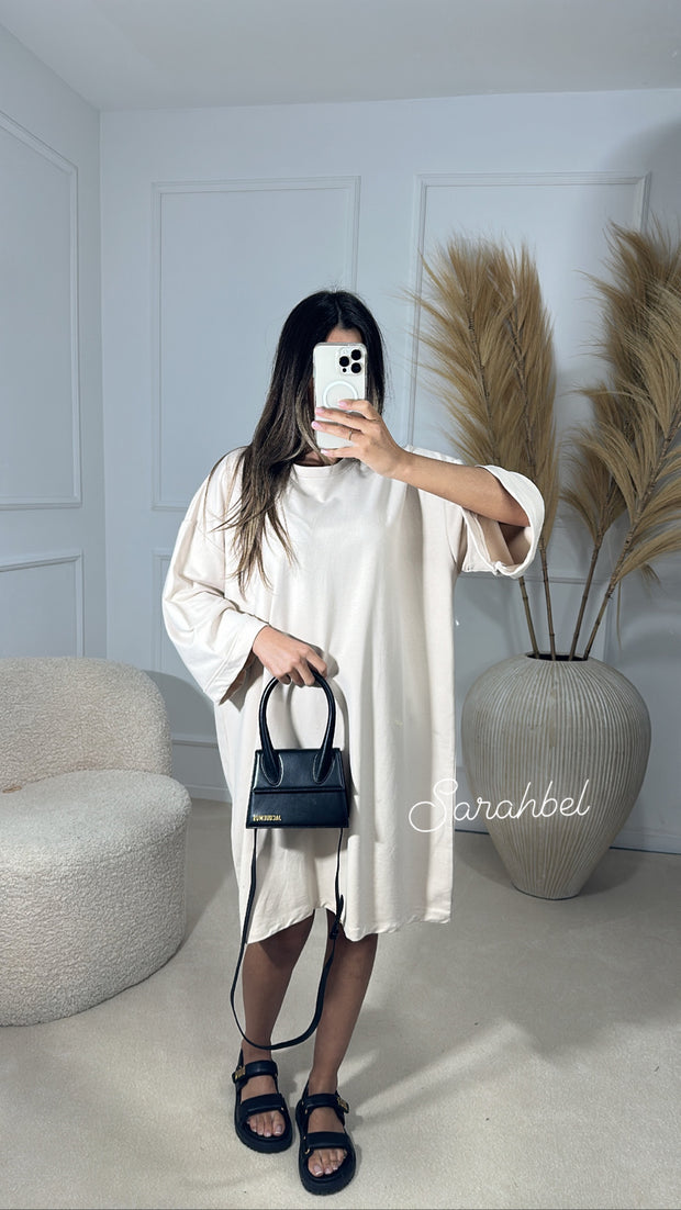 T-shirt mi long [ beige ]
