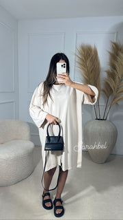 T-shirt mi long [ beige ]