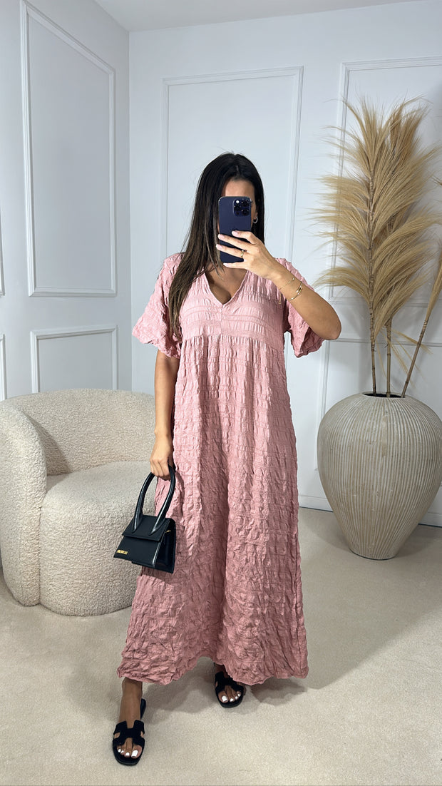Robe effet froissé [ rose ]