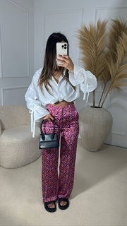 Pantalon fluide à motif [ rose ]