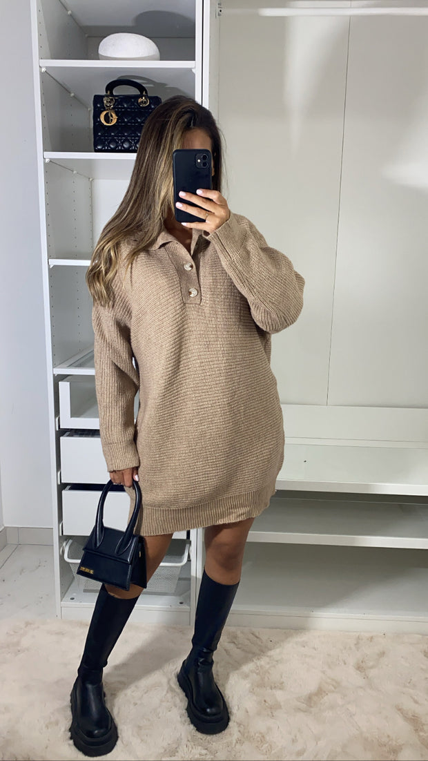 Pull avec bouton [ camel ]