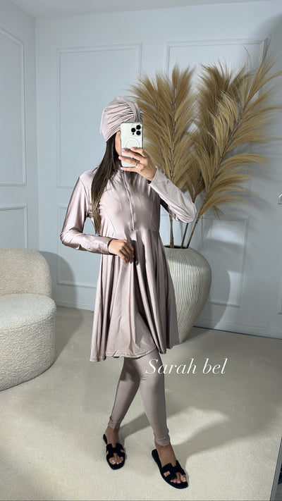 Burkini avec bonnet [ mauve ]
