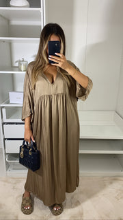 Robe longue en soie [ camel ]