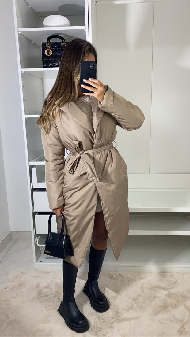 Manteau avec ceinture long - 027 [ taupe ]