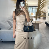 Robe en cuir longue [ beige ]